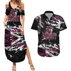 Personalized Manly Warringah Sea Eagles Couples Matching Summer Maxi Dress and Hawaiian Shirt Graffiti Grunge Abstract Urban Street Style Design