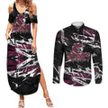 Personalized Manly Warringah Sea Eagles Couples Matching Summer Maxi Dress and Long Sleeve Button Shirt Graffiti Grunge Abstract Urban Street Style Design
