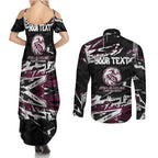 Personalized Manly Warringah Sea Eagles Couples Matching Summer Maxi Dress and Long Sleeve Button Shirt Graffiti Grunge Abstract Urban Street Style Design
