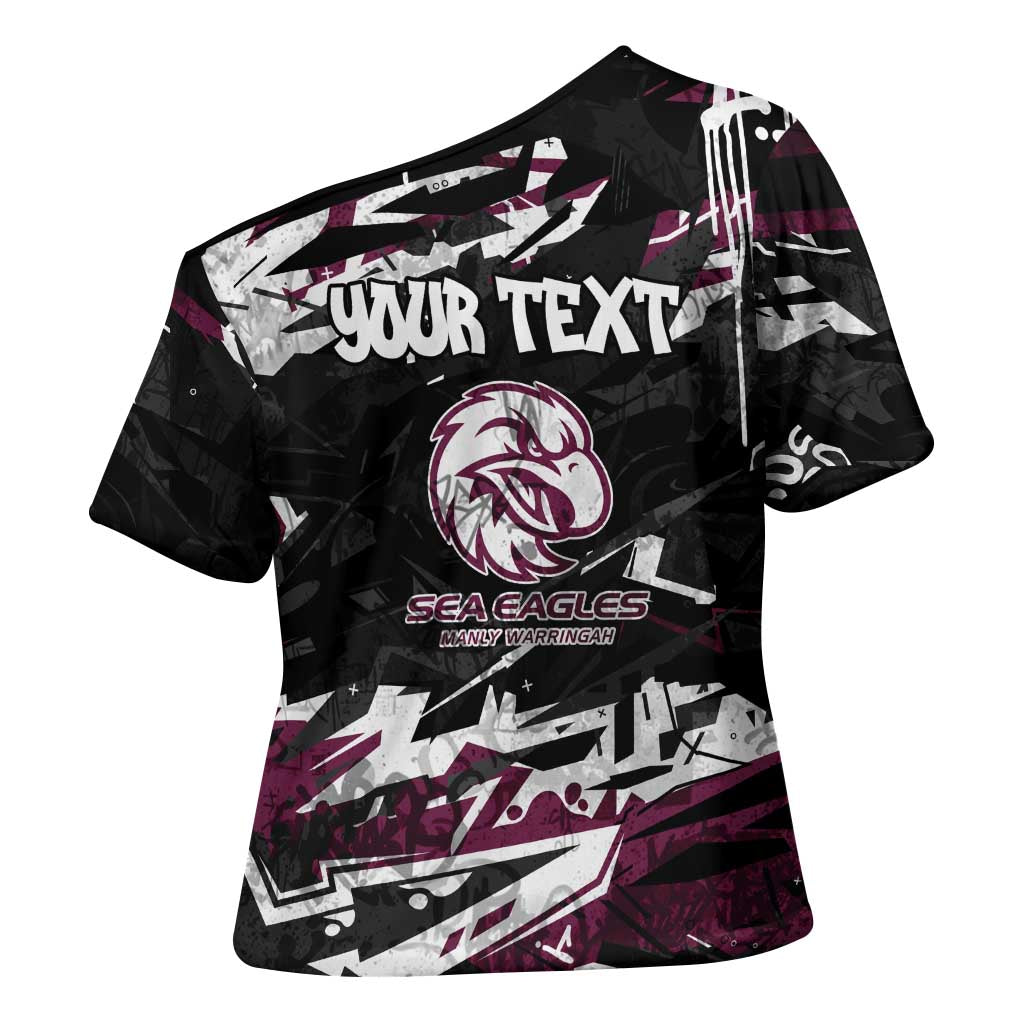 Personalized Manly Warringah Sea Eagles Cross Shoulder Shirt Graffiti Grunge Abstract Urban Street Style Design