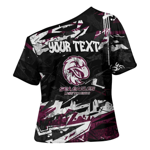 Personalized Manly Warringah Sea Eagles Cross Shoulder Shirt Graffiti Grunge Abstract Urban Street Style Design