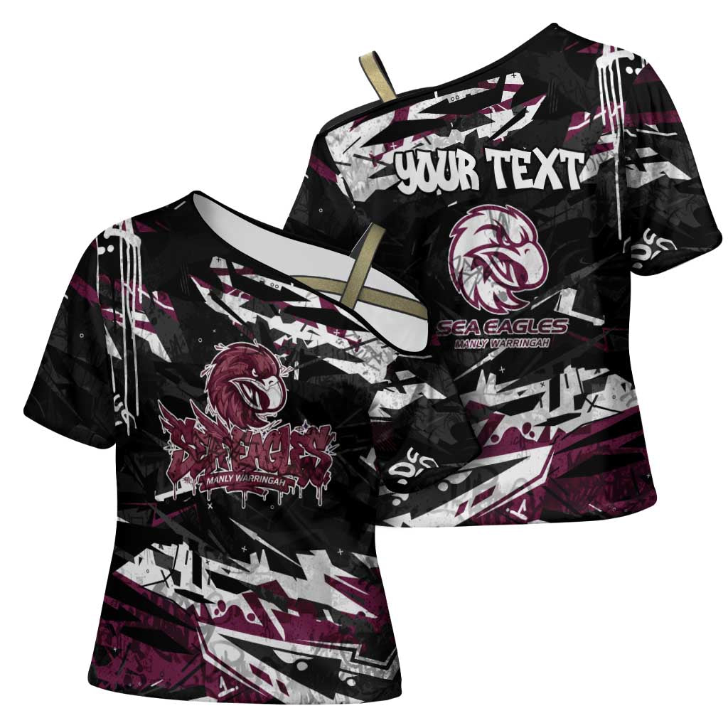 Personalized Manly Warringah Sea Eagles Cross Shoulder Shirt Graffiti Grunge Abstract Urban Street Style Design