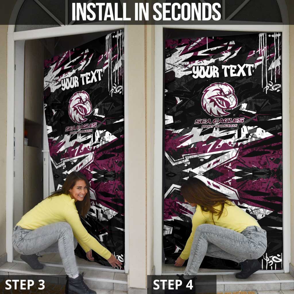 Personalized Manly Warringah Sea Eagles Door Cover Graffiti Grunge Abstract Urban Street Style Design
