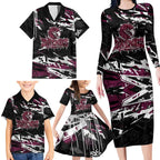 Personalized Manly Warringah Sea Eagles Family Matching Long Sleeve Bodycon Dress and Hawaiian Shirt Graffiti Grunge Abstract Urban Street Style Design