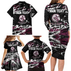Personalized Manly Warringah Sea Eagles Family Matching Long Sleeve Bodycon Dress and Hawaiian Shirt Graffiti Grunge Abstract Urban Street Style Design