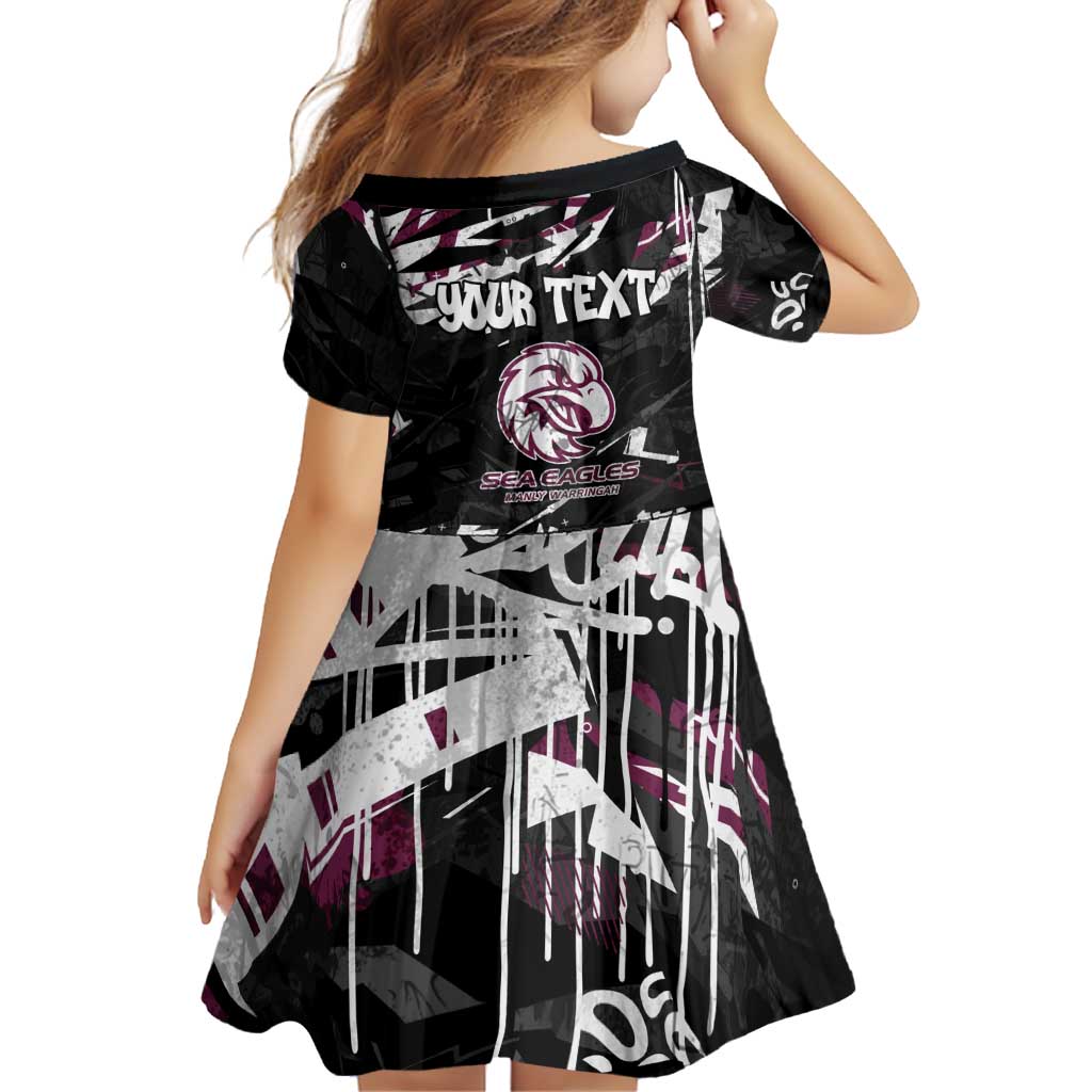 Personalized Manly Warringah Sea Eagles Family Matching Mermaid Dress and Hawaiian Shirt Graffiti Grunge Abstract Urban Street Style Design