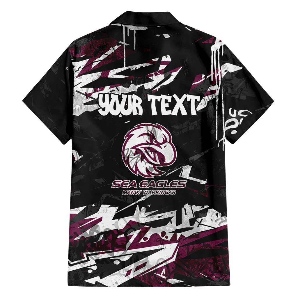 Personalized Manly Warringah Sea Eagles Family Matching Mermaid Dress and Hawaiian Shirt Graffiti Grunge Abstract Urban Street Style Design