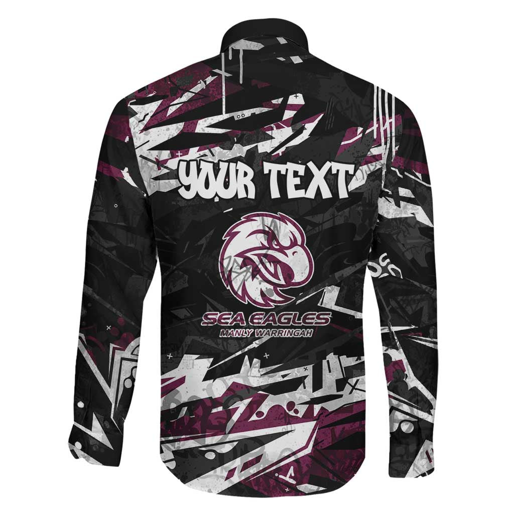 Personalized Manly Warringah Sea Eagles Family Matching Mermaid Dress and Hawaiian Shirt Graffiti Grunge Abstract Urban Street Style Design