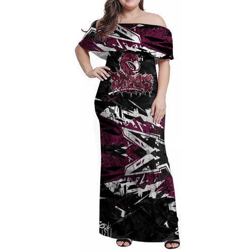 Personalized Manly Warringah Sea Eagles Family Matching Off Shoulder Maxi Dress and Hawaiian Shirt Graffiti Grunge Abstract Urban Street Style Design