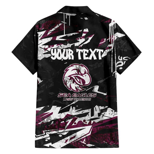 Personalized Manly Warringah Sea Eagles Family Matching Puletasi and Hawaiian Shirt Graffiti Grunge Abstract Urban Street Style Design
