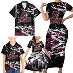 Personalized Manly Warringah Sea Eagles Family Matching Short Sleeve Bodycon Dress and Hawaiian Shirt Graffiti Grunge Abstract Urban Street Style Design
