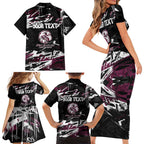 Personalized Manly Warringah Sea Eagles Family Matching Short Sleeve Bodycon Dress and Hawaiian Shirt Graffiti Grunge Abstract Urban Street Style Design
