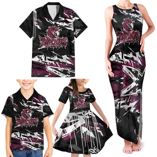 Personalized Manly Warringah Sea Eagles Family Matching Tank Maxi Dress and Hawaiian Shirt Graffiti Grunge Abstract Urban Street Style Design