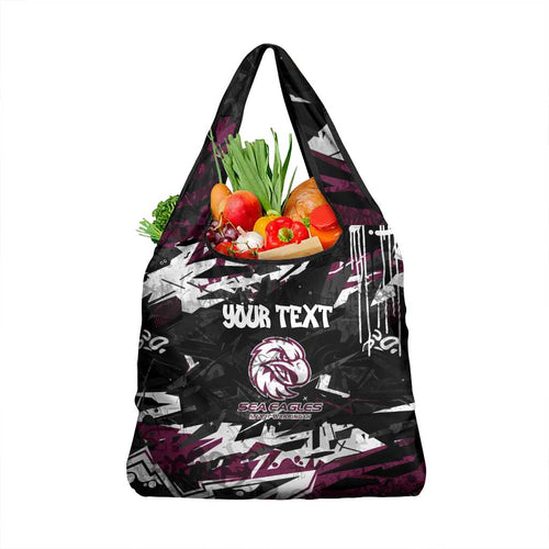 Personalized Manly Warringah Sea Eagles Grocery Bag Graffiti Grunge Abstract Urban Street Style Design