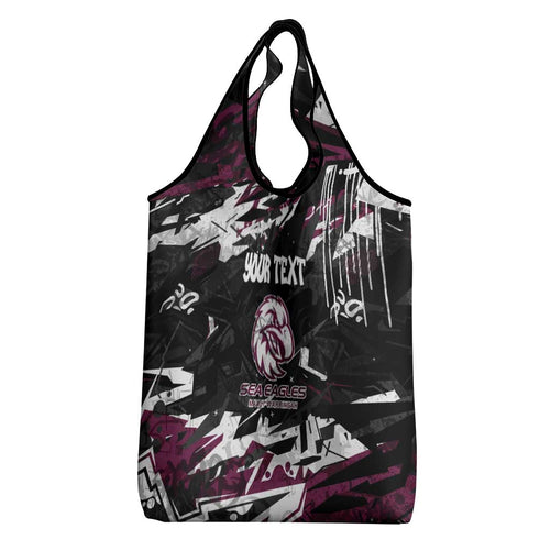 Personalized Manly Warringah Sea Eagles Grocery Bag Graffiti Grunge Abstract Urban Street Style Design