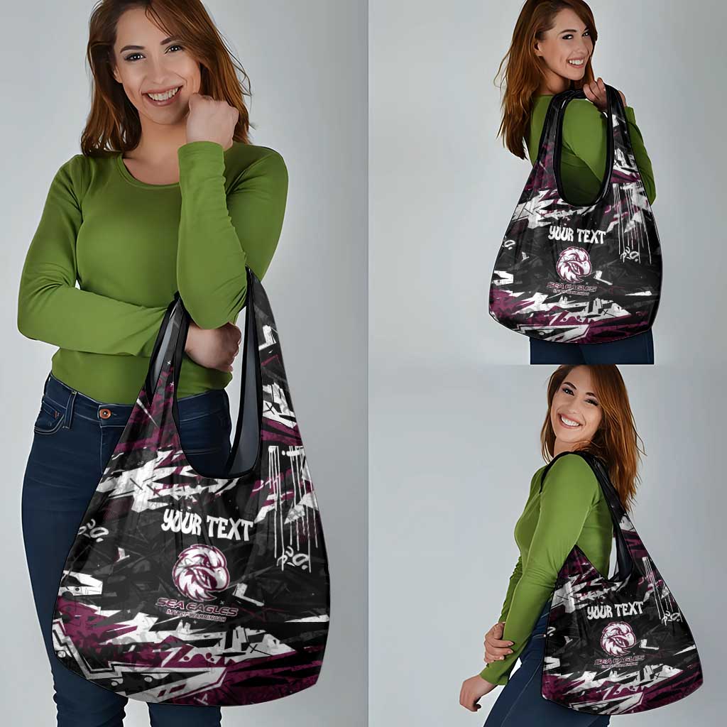 Personalized Manly Warringah Sea Eagles Grocery Bag Graffiti Grunge Abstract Urban Street Style Design