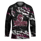 Personalized Manly Warringah Sea Eagles Hockey Jersey Graffiti Grunge Abstract Urban Street Style Design