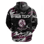 Personalized Manly Warringah Sea Eagles Hoodie Graffiti Grunge Abstract Urban Street Style Design
