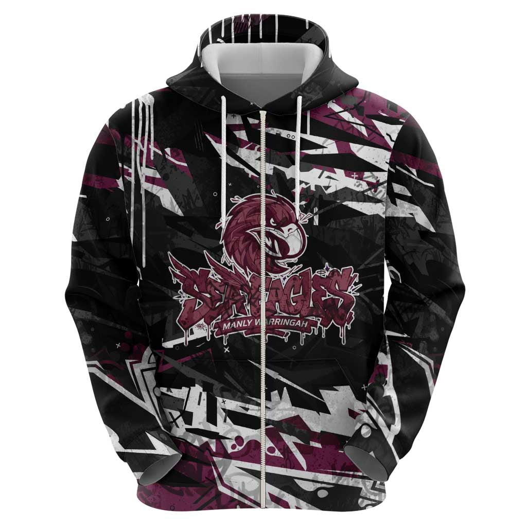Personalized Manly Warringah Sea Eagles Hoodie Graffiti Grunge Abstract Urban Street Style Design