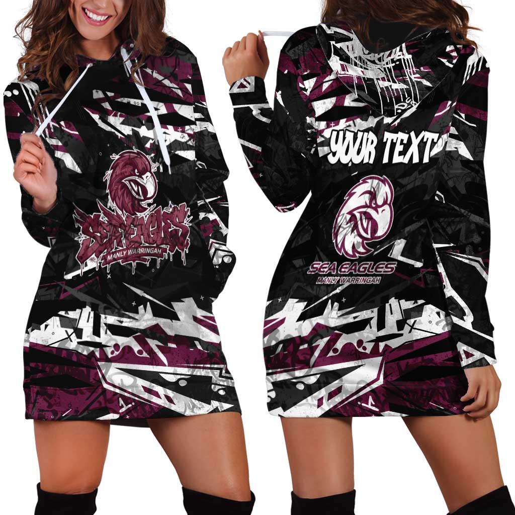 Personalized Manly Warringah Sea Eagles Hoodie Dress Graffiti Grunge Abstract Urban Street Style Design