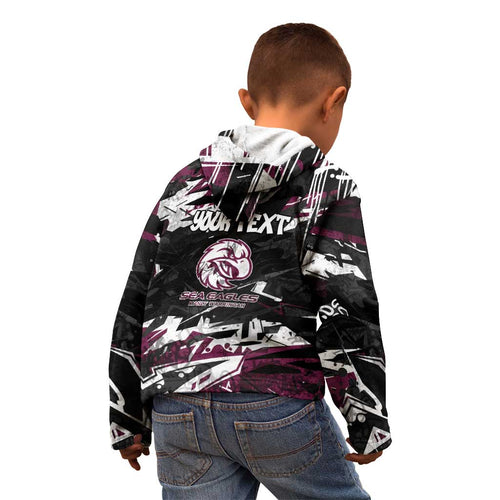 Personalized Manly Warringah Sea Eagles Kid Hoodie Graffiti Grunge Abstract Urban Street Style Design
