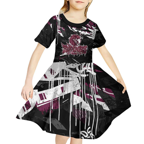Personalized Manly Warringah Sea Eagles Kid Short Sleeve Dress Graffiti Grunge Abstract Urban Street Style Design