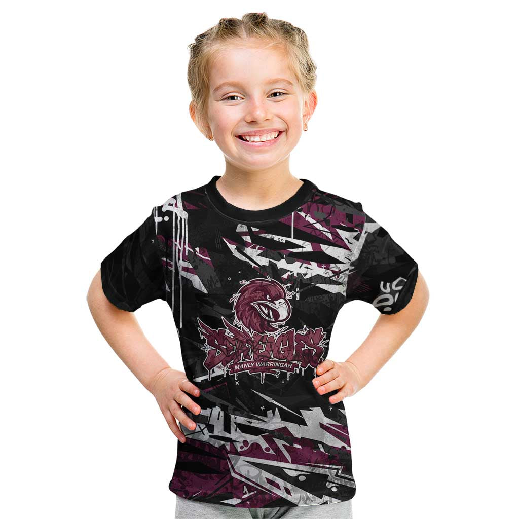 Personalized Manly Warringah Sea Eagles Kid T Shirt Graffiti Grunge Abstract Urban Street Style Design