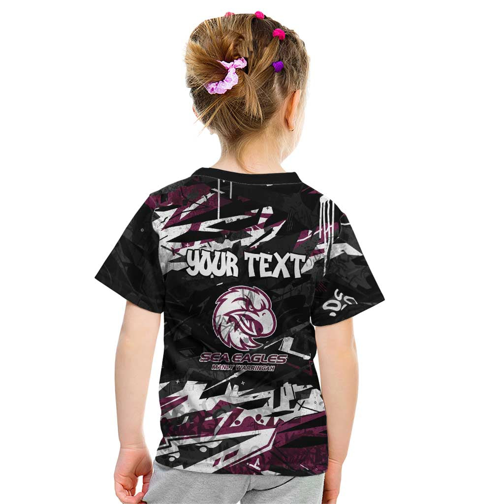 Personalized Manly Warringah Sea Eagles Kid T Shirt Graffiti Grunge Abstract Urban Street Style Design