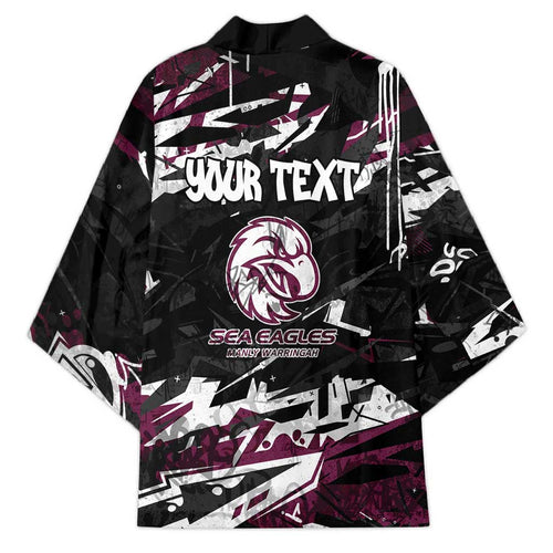 Personalized Manly Warringah Sea Eagles Kimono Graffiti Grunge Abstract Urban Street Style Design