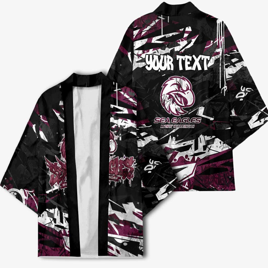 Personalized Manly Warringah Sea Eagles Kimono Graffiti Grunge Abstract Urban Street Style Design