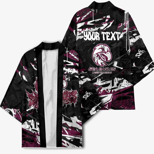 Personalized Manly Warringah Sea Eagles Kimono Graffiti Grunge Abstract Urban Street Style Design