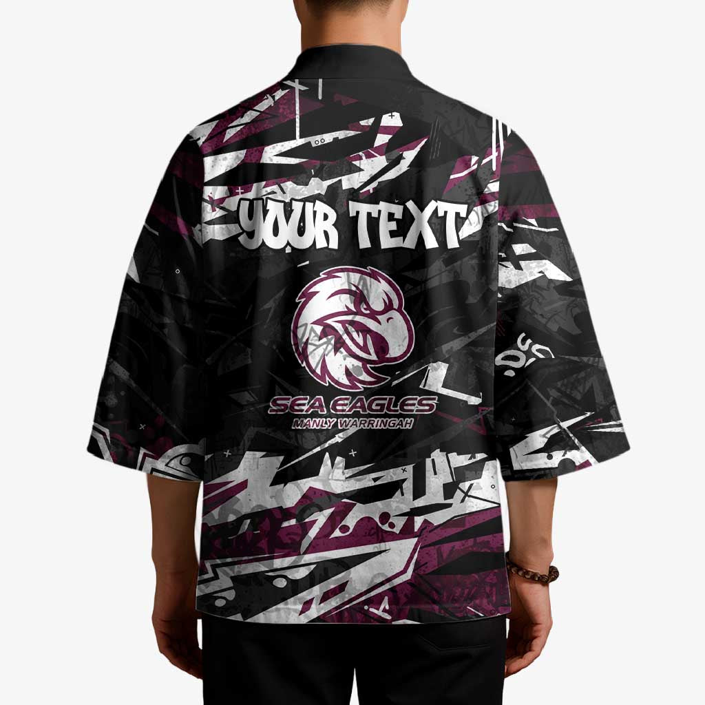 Personalized Manly Warringah Sea Eagles Kimono Graffiti Grunge Abstract Urban Street Style Design