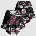 Personalized Manly Warringah Sea Eagles Kimono Sleeve Blouse Graffiti Grunge Abstract Urban Street Style Design
