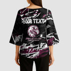 Personalized Manly Warringah Sea Eagles Kimono Sleeve Blouse Graffiti Grunge Abstract Urban Street Style Design
