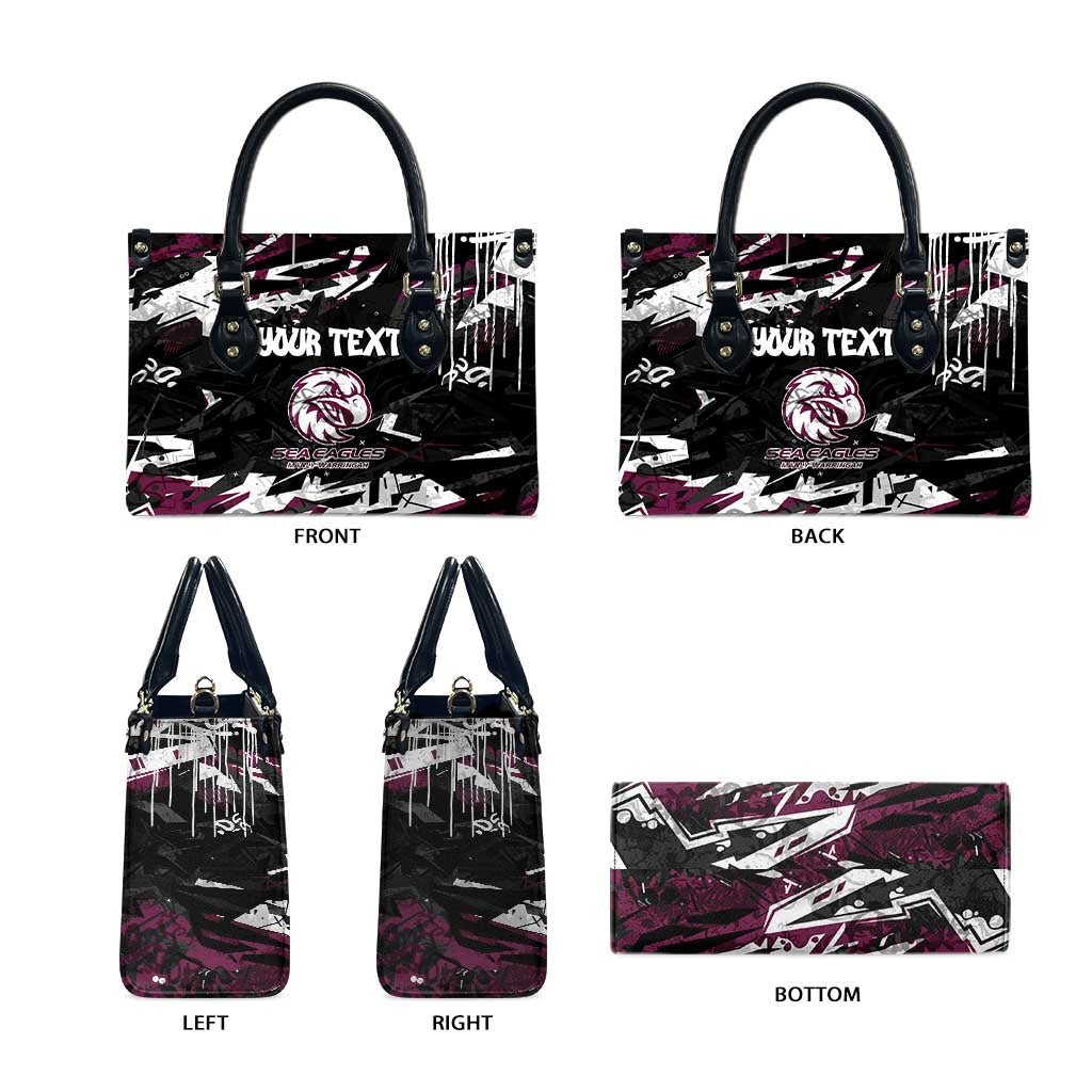 Personalized Manly Warringah Sea Eagles Leather Bag Graffiti Grunge Abstract Urban Street Style Design