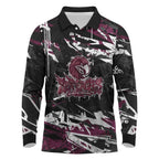 Personalized Manly Warringah Sea Eagles Long Sleeve Polo Shirt Graffiti Grunge Abstract Urban Street Style Design