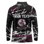Personalized Manly Warringah Sea Eagles Long Sleeve Polo Shirt Graffiti Grunge Abstract Urban Street Style Design
