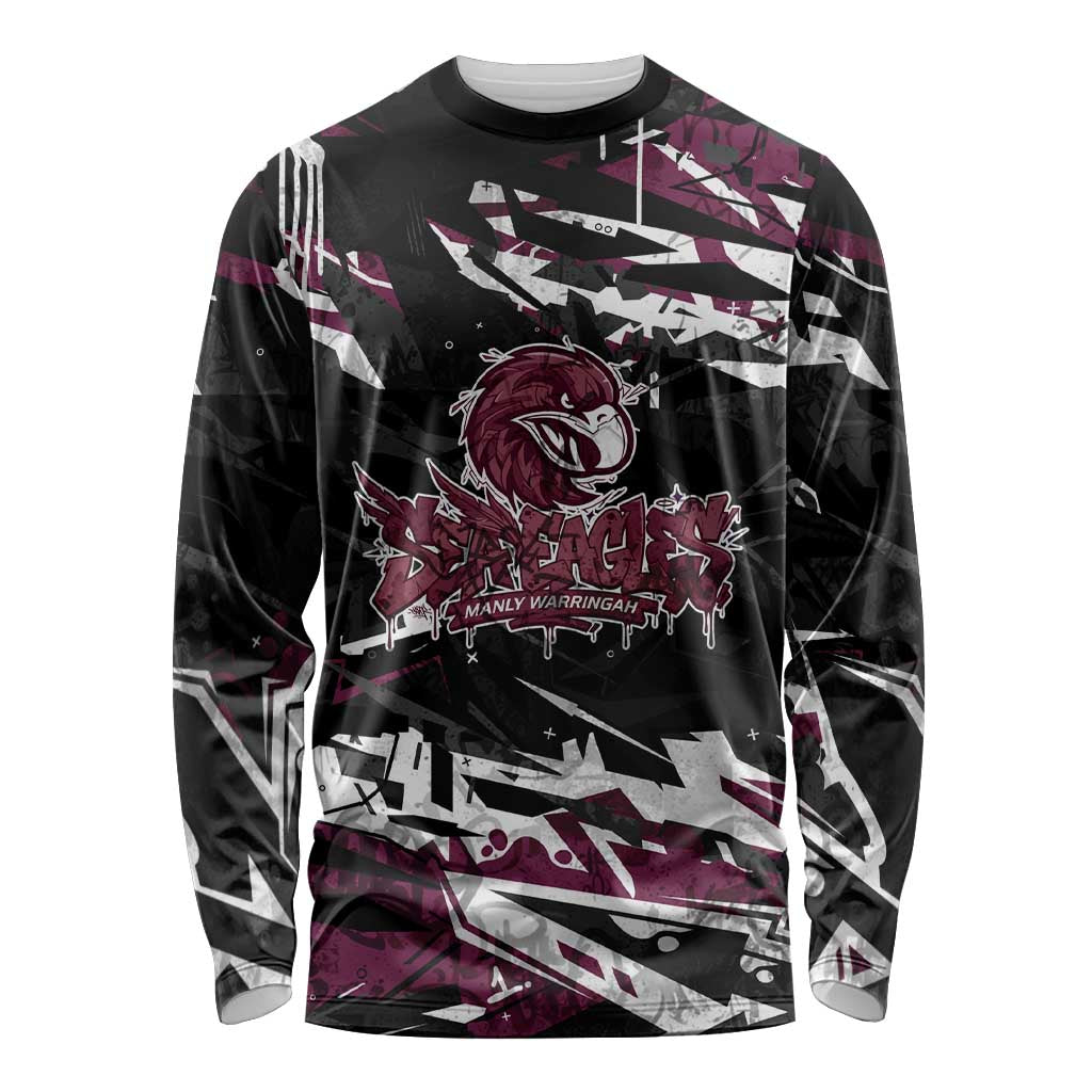 Personalized Manly Warringah Sea Eagles Long Sleeve Shirt Graffiti Grunge Abstract Urban Street Style Design