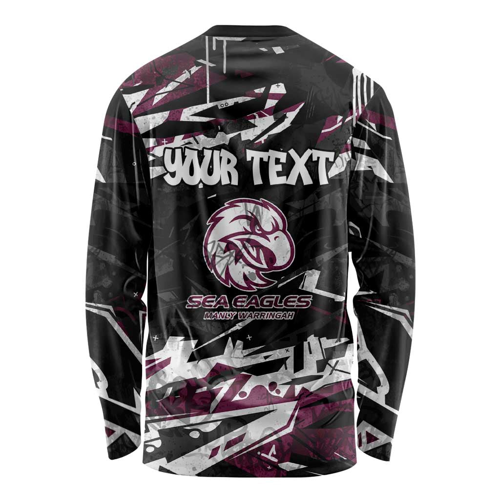 Personalized Manly Warringah Sea Eagles Long Sleeve Shirt Graffiti Grunge Abstract Urban Street Style Design