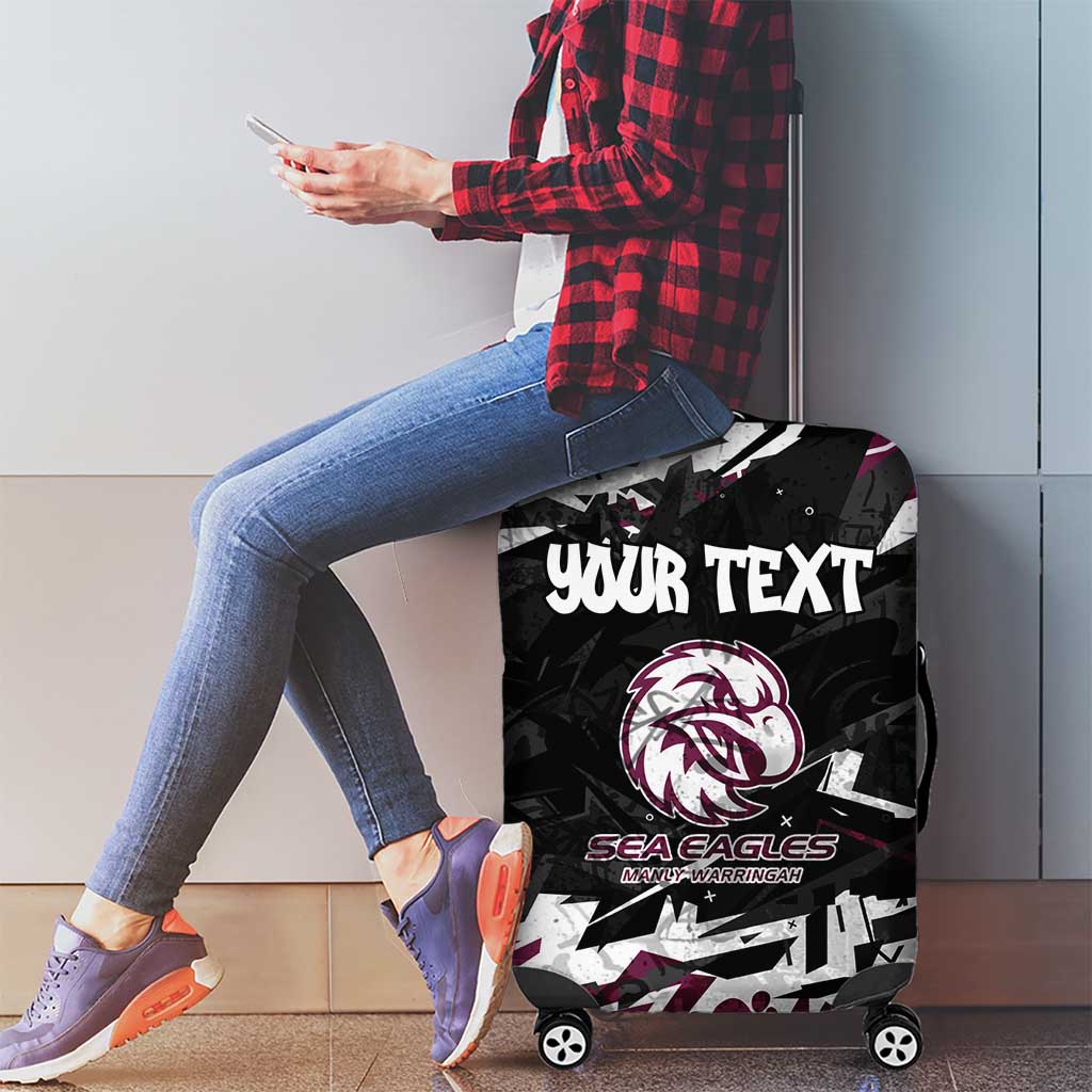 Personalized Manly Warringah Sea Eagles Luggage Cover Graffiti Grunge Abstract Urban Street Style Design