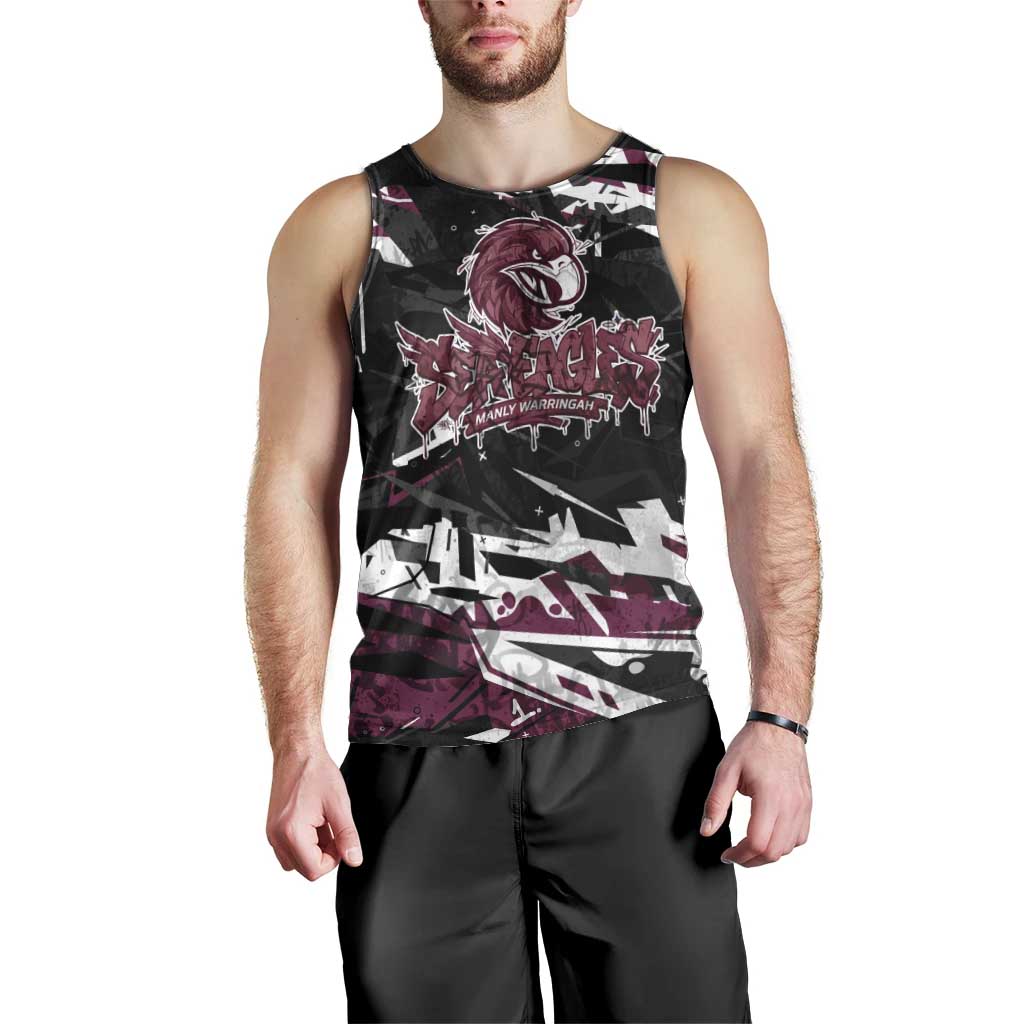 Personalized Manly Warringah Sea Eagles Men Tank Top Graffiti Grunge Abstract Urban Street Style Design
