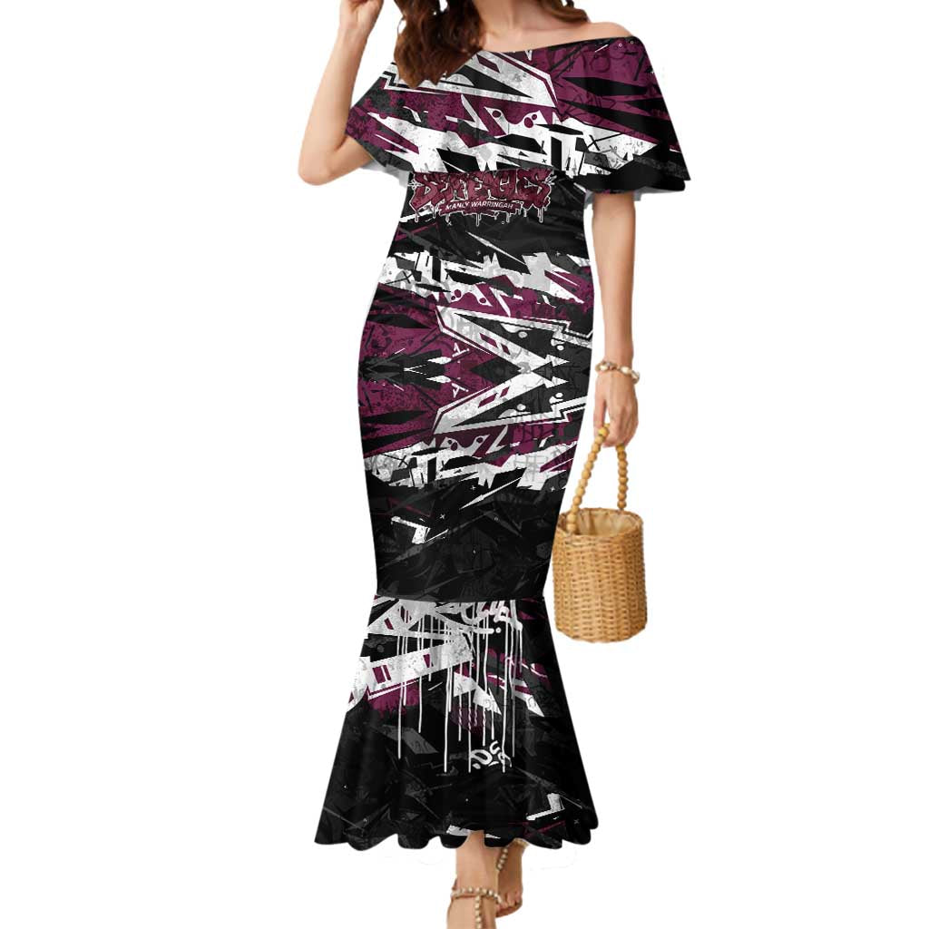 Personalized Manly Warringah Sea Eagles Mermaid Dress Graffiti Grunge Abstract Urban Street Style Design