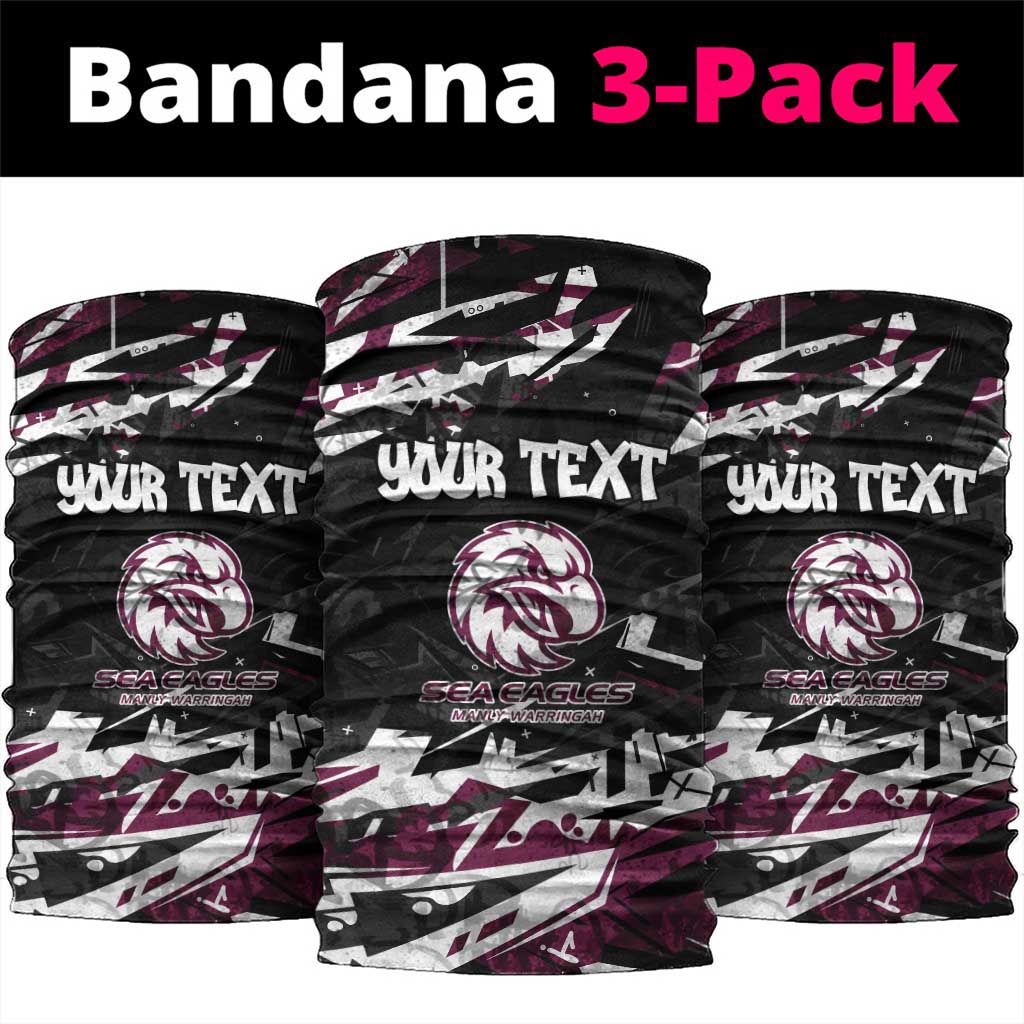 Personalized Manly Warringah Sea Eagles Neck Gaiter Graffiti Grunge Abstract Urban Street Style Design