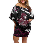Personalized Manly Warringah Sea Eagles Off Shoulder Short Dress Graffiti Grunge Abstract Urban Street Style Design