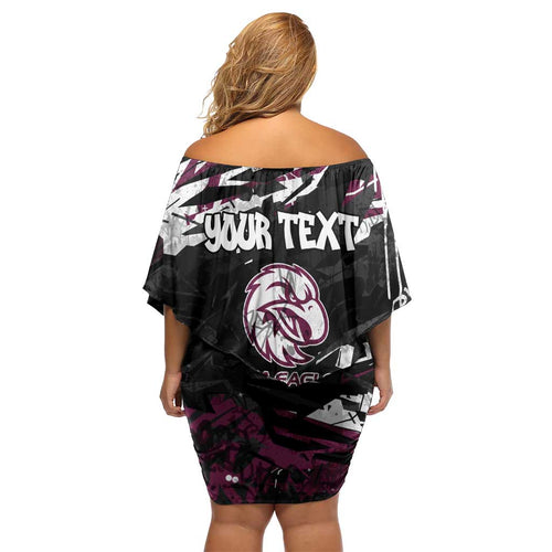 Personalized Manly Warringah Sea Eagles Off Shoulder Short Dress Graffiti Grunge Abstract Urban Street Style Design