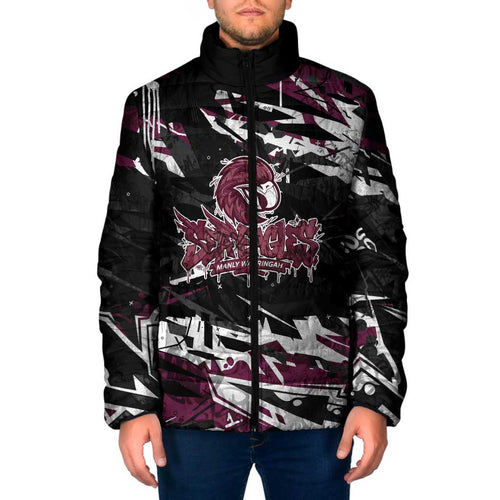 Personalized Manly Warringah Sea Eagles Padded Jacket Graffiti Grunge Abstract Urban Street Style Design