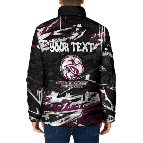 Personalized Manly Warringah Sea Eagles Padded Jacket Graffiti Grunge Abstract Urban Street Style Design