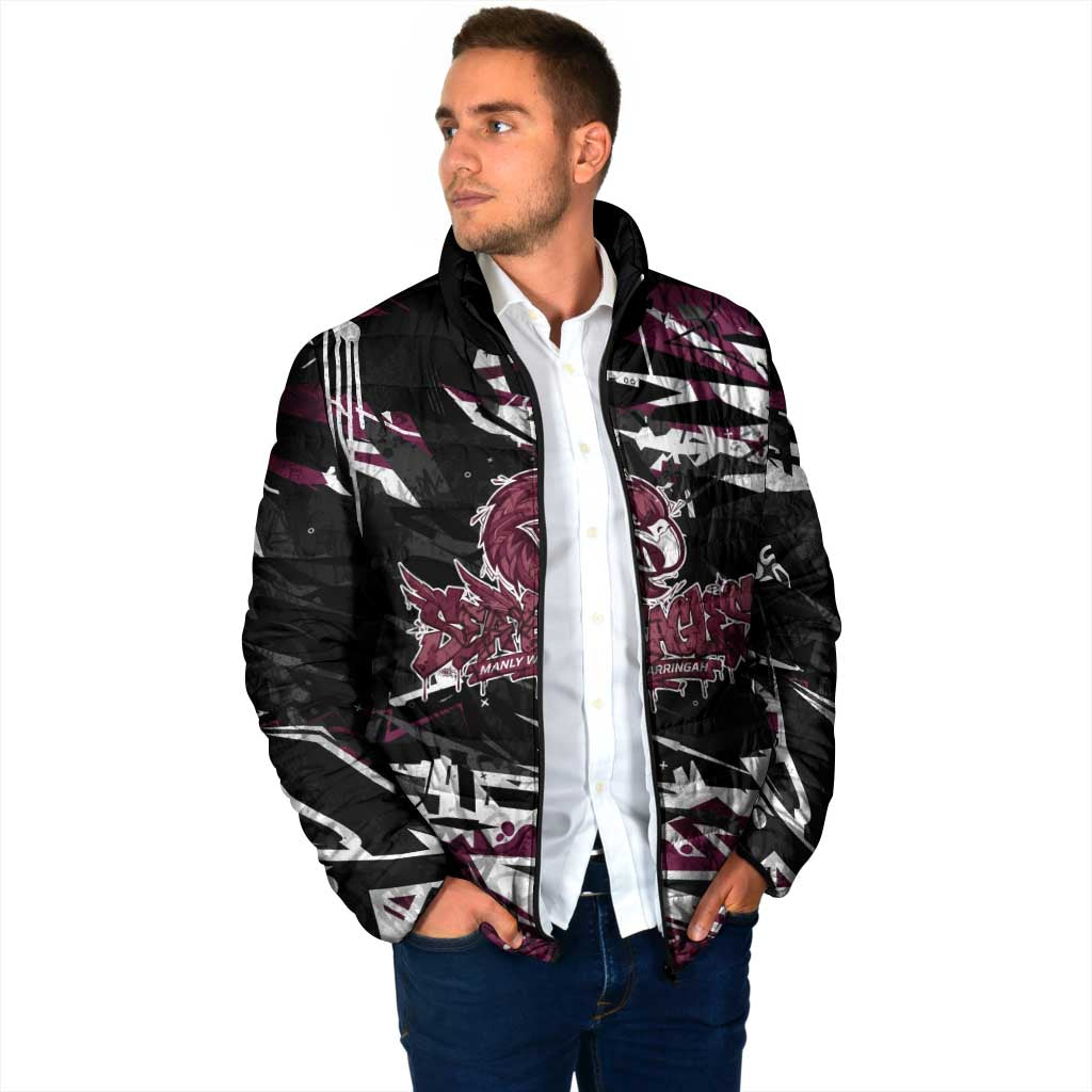 Personalized Manly Warringah Sea Eagles Padded Jacket Graffiti Grunge Abstract Urban Street Style Design