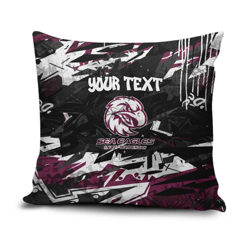 Personalized Manly Warringah Sea Eagles Pillow Cover Graffiti Grunge Abstract Urban Street Style Design