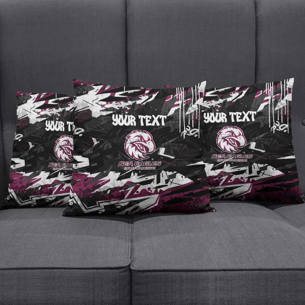 Personalized Manly Warringah Sea Eagles Pillow Cover Graffiti Grunge Abstract Urban Street Style Design